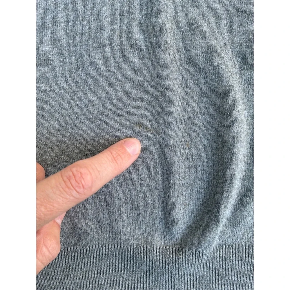 Polo Ralph Lauren Mens Gray Pima Cotton V-Neck Sweater Small Green Pony Logo